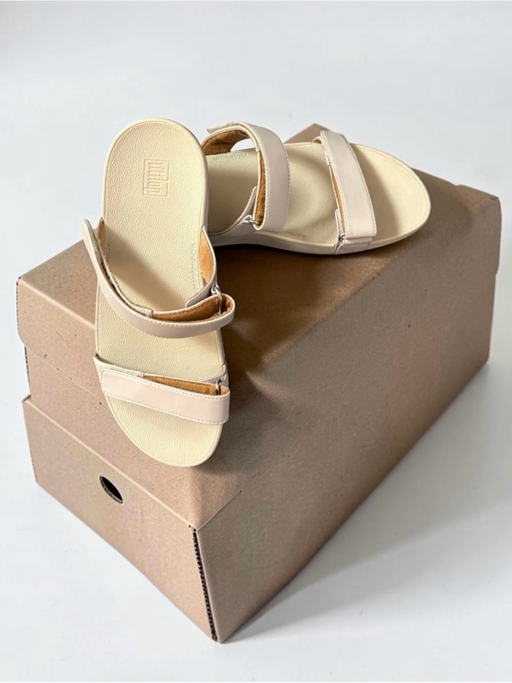 Fitflop Nude Slide Sandals with Adjustable Straps, SZ 9